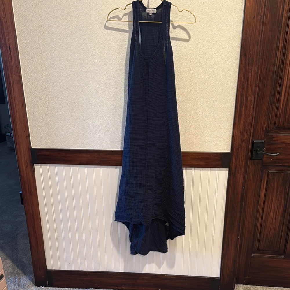 Michael Stars Navy Textured High-Low Maxi Dress